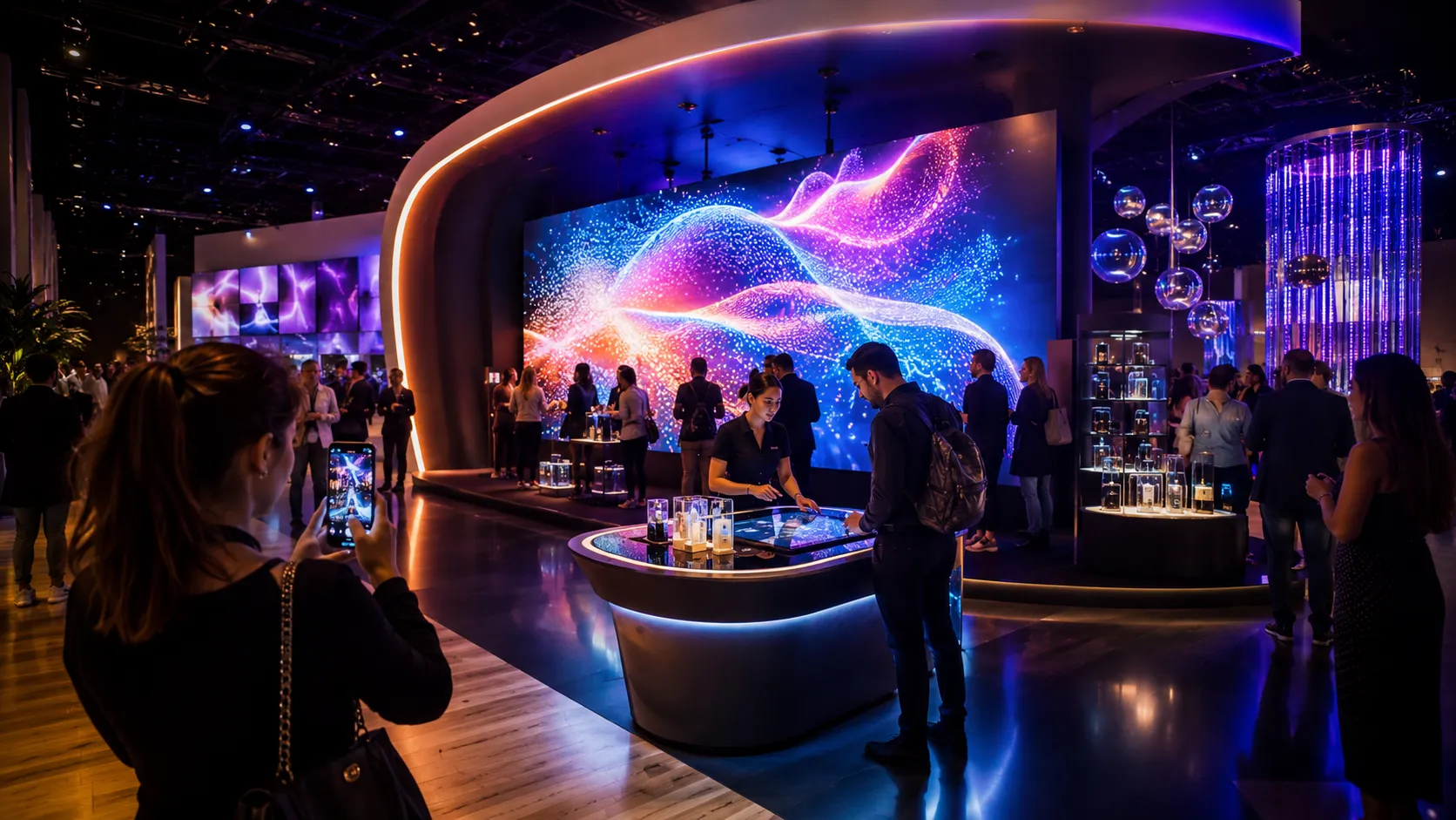 Premium product-launch activation with a large interactive content wall
